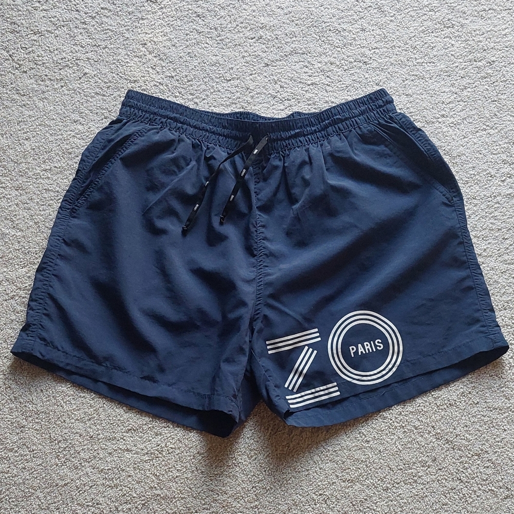 Kenzo Mens Navy Swim Shorts with White Logo XL